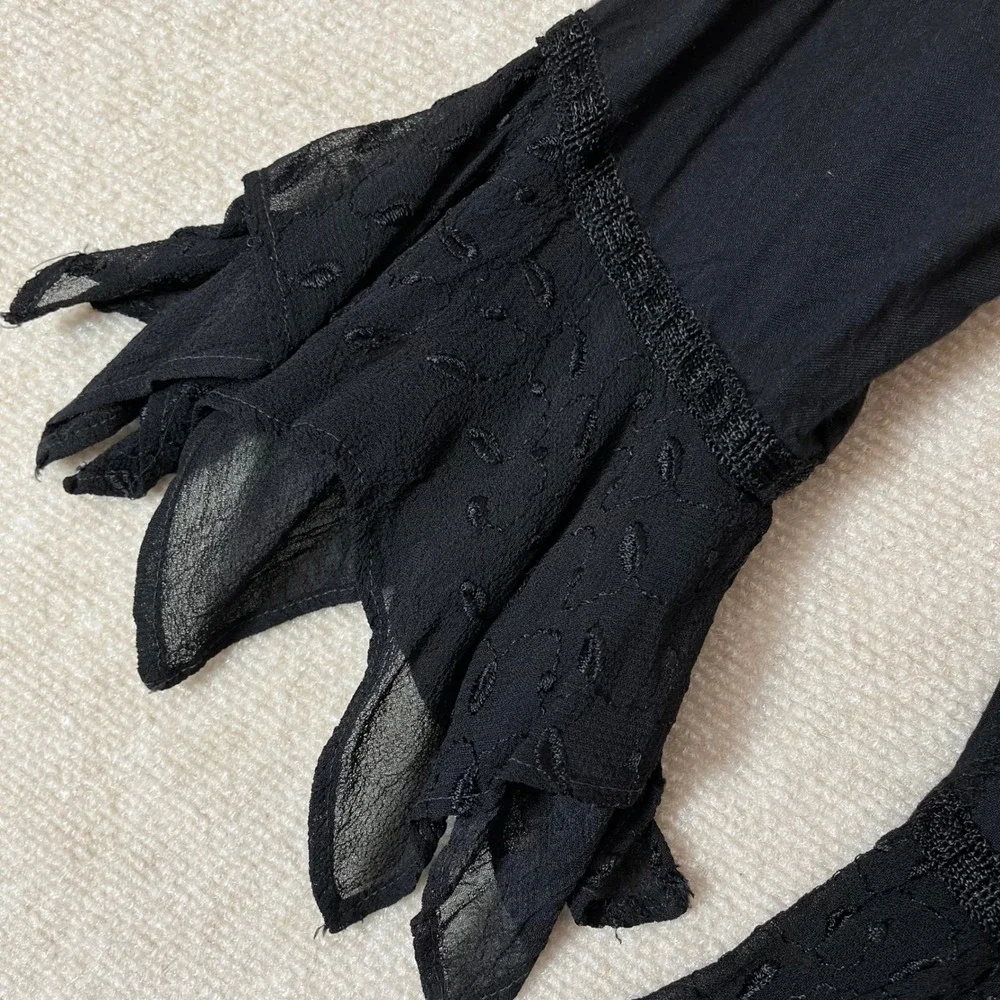 Black Ruffled Button-Front Blouse - Picture 3 of 6